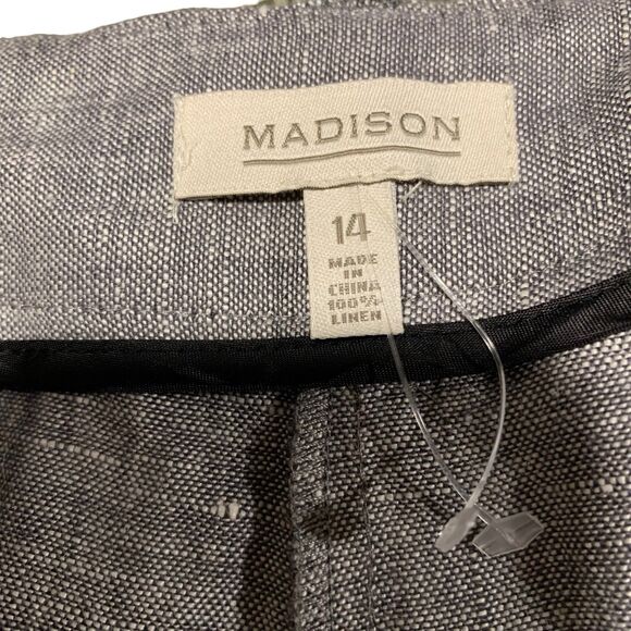 Madison Womens Gray Wide Leg Office Dress Linen Pants 14 Resort Vacation NWT - Picture 3 of 7
